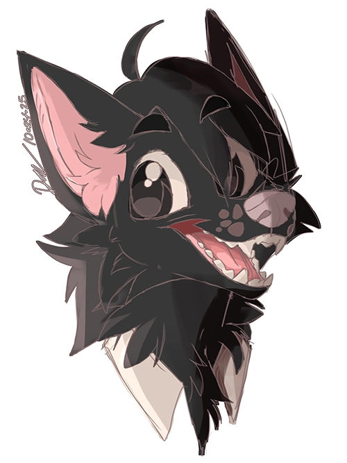 black dog fursona headshot