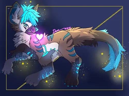 picture of a cyan and brown hyena